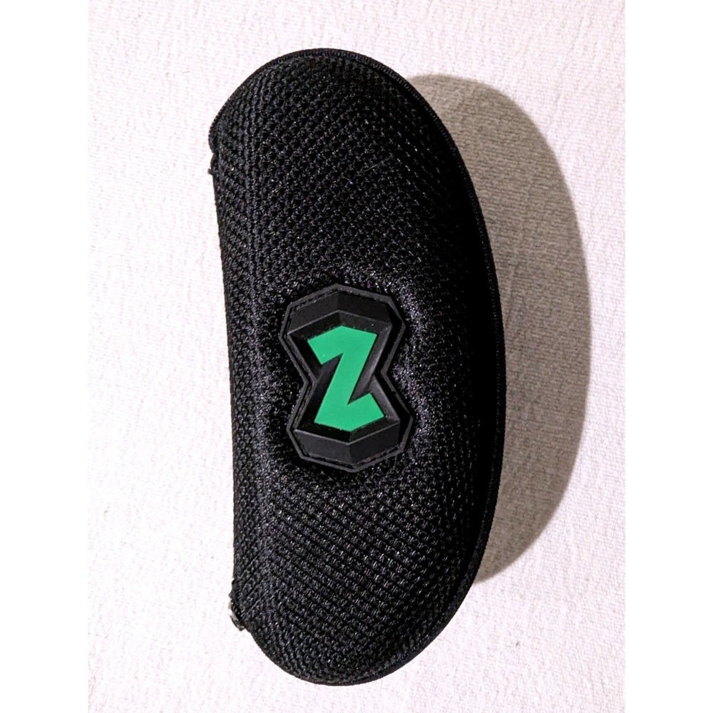 Native Eyewear Sunglasses Case Black Mesh Hard Shell Zip Closure Green Logo